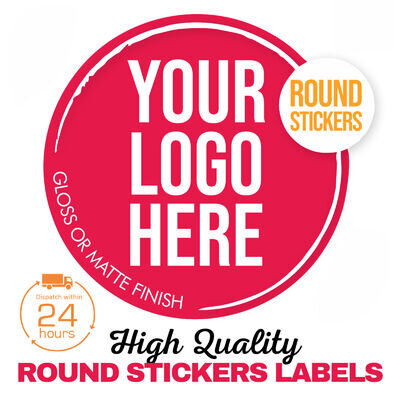 PERSONALISED ROUND PRINTED STICKERS CUSTOM LOGO LABELS BUSINESS GLOSS / MATTE
