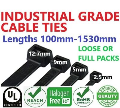 CABLE TIES ZIP TIES Industrial Quality BLACK SHORT SMALL LONG HEAVY DUTY FREE PP
