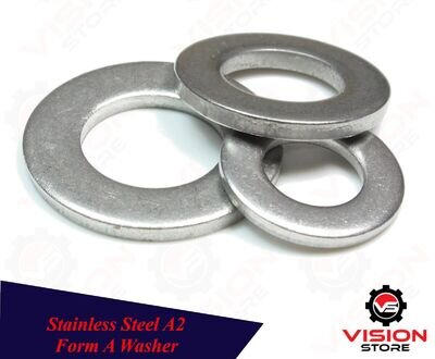 Flat Washers Stainless Steel A2 Form A M4 M5 M6 M8 M10 M12 - M20 Round DIN 125