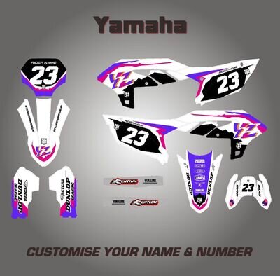 Custom Motocross MX Graphics Kit: YAMAHA YZ YZF 125 250 450 Retro White
