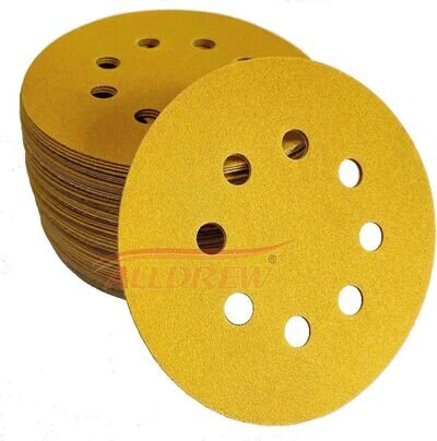 125mm Sanding Discs 5'' Hook and Loop Sandpaper Pads 8 Hole 40 - 800 GRIT