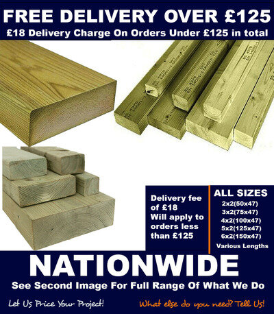 Timber Treated 2x2/3x2/4x2/5x2/6x2/9x2 C16/C24 ORDER £125 FOR FREE DELIVERY