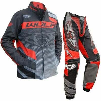 Wulfsport Adults Matrix Motocross MX Enduro Quad Bike Jacket & Pants Kit - Red