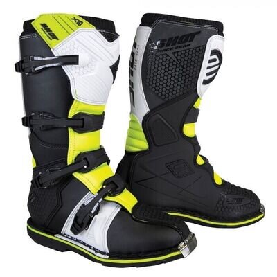 Shot X10 2.0 MX Motocross Boots Adult UK 11 - EU 46 - Black/White/Yellow
