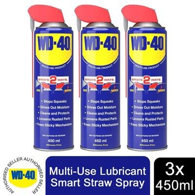 WD-40 Smart Straw Triple Pack 3x 450ml Multi-Use Lubricant & Corrosion Inhibitor