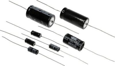 2 x 450V general-purpose aluminium Axial Electrolytic Capacitors (Double Ended)
