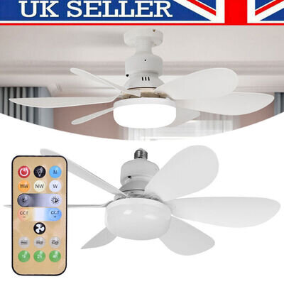 Modern Led Ceiling Fan with Light Dimmable E27 Bedroom Living Room Fan Lamp UK