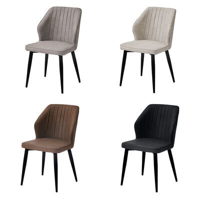 2/4/6pcs Dining Chairs Set Barstools Faux Leather Seat Back Metal Leg Restaurant