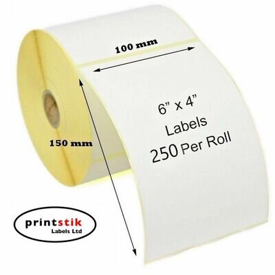 4x6" 100x150mm Direct Thermal Labels 250/roll Zebra Toshiba Citizen 6x4 CHEAPEST