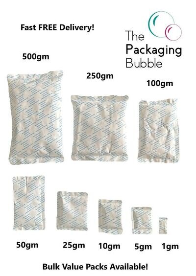 Silica Gel Mini Desiccant Sachets Anti Damp Dry Bag 1g 5g 25g 50g 100g 250g 500g