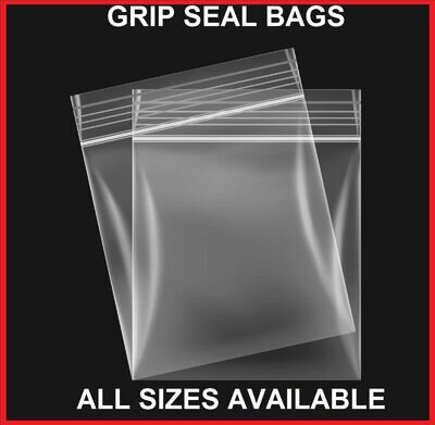 GRIP SEAL BAGS Self Resealable Clear Polythene Poly Plastic Zip Lock All Sizes