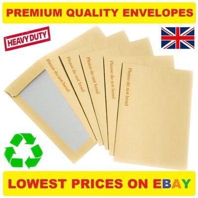 Board Backed Envelopes Hard Please Do Not Bend Brown C3 C4 C4+ C5 C6 A3 A4 A5 A6