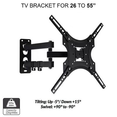 26-55" Full Motion TV Wall Mount Rotation 180°Swivel Bracket 26 32 40 42 50 55"