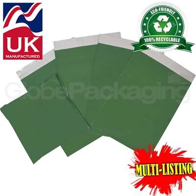 STRONG OLIVE GREEN POSTAL PLASTIC POSTAGE MAILING BAGS MAILERS *ALL SIZES/QTY'S*