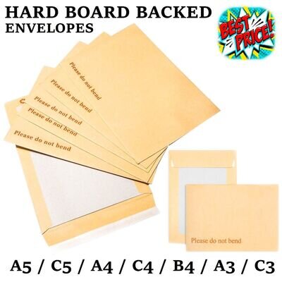 PLEASE DO NOT BEND HARD CARD BOARD BACKED ENVELOPES MANILLA BROWN C5 A5 A4 A3 A6