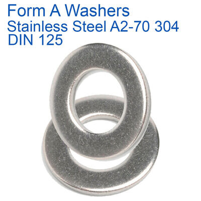 FORM A FLAT WASHERS STAINLESS STEEL M2 M3 M4 M5 M6 M8 M10 M12 M14 M16 M20 M24