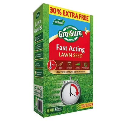 Westland Gro-Sure Fast Acting Lawn Seed, 13m2 450g - Low Temperature Germination