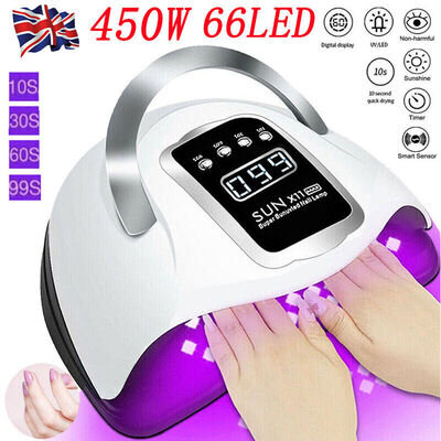 450W UV Nail Lamp Tool 66LED Professional Polish Dryer Gel Acrylic Curing Lights