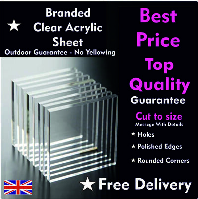 Clear Acrylic Perspex Plastic Sheet Panel Cut To Size .. FREE POLISHED EDGES